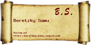 Beretzky Samu névjegykártya